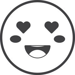 smiley face emoji with heart illustration in minimal style