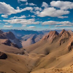 Naklejka premium A sweeping view of mountains with a clear blue sky in the background 
