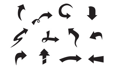 BLACK RANDOM ARROW DIRECTION SET, EITHER USED AS DIRECTIONS OR ICONS IN MEDIA 