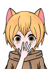 It is an image of an anime girl doing various poses.