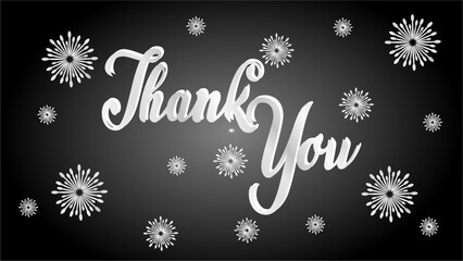 Thank You typography lettering with black background, vector illustration.