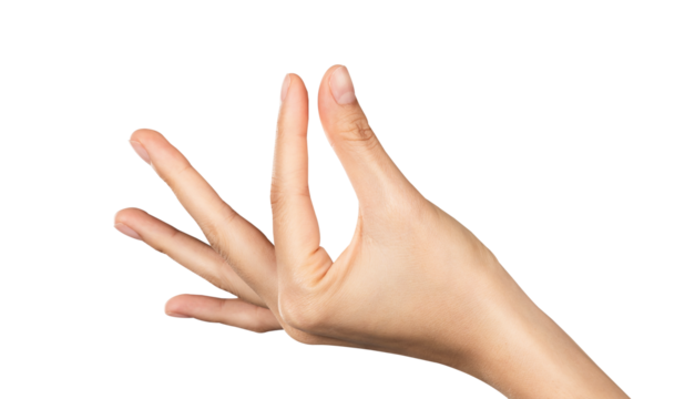 Hand pointing at screen on background. PNG format file.