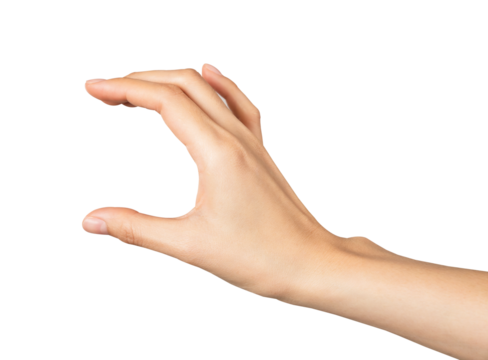 Hand pointing at screen on background. PNG format file.