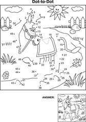 Obraz premium Donkey dot-to-dot hidden picture puzzle and coloring page. Answer included. 