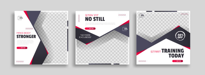 posts on social media vector illustration. Stylish graphics templates posts. dynamic abstractions typography photo. modern art paint and brush stains, fitness subjects gym. design frame post Template