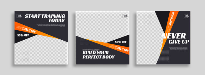 fitness training social media post template design. social story for fitness, gym, build body.