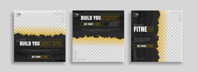fitness training social media post template design. social story for fitness, gym, build body.