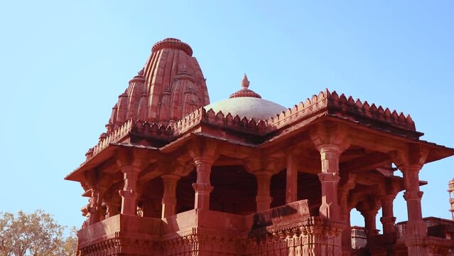 ancient hindu temple architecture from unique angle at day shot