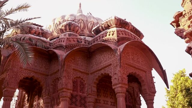 ancient hindu temple architecture from different angle at day