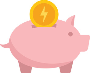 Save piggy bank icon flat vector. Smart consumption. Care digital isolated