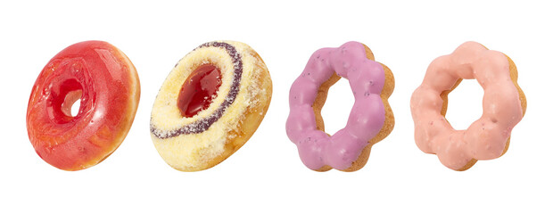 Fototapeta na wymiar Set of Donuts isolated on white background with clipping path.