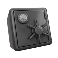 black safe box isolated 3d illustration. PNG file