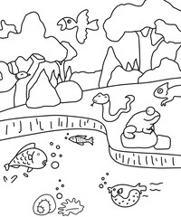 Animal in the Woods, forest, wild animal, creatures coloring pages for kids and adults.