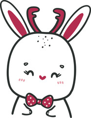 Adorable bunny christmas with antler