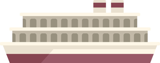 Car transportation ferry icon flat vector. River ship. Cargo front isolated