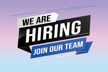 hiring recruitment Join now design for banner poster We are hiring lettering with geometric shapes lines. Vector illustration typographic. Open vacancy design template modern concept	