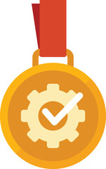 Expertise medal icon flat vector. Quality expert. Work complete isolated