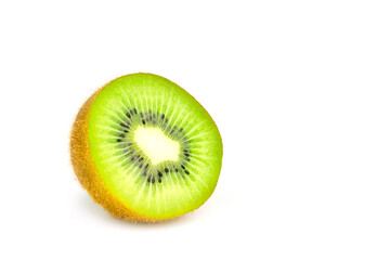 Ripe whole kiwi fruit and half kiwi fruit isolated on white background