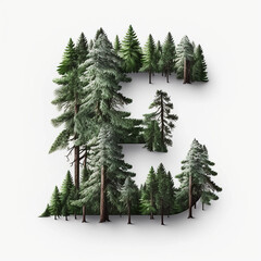 Winter Pines Alphabet - Letter E