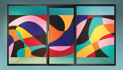 Abstract design for glass partition graphic. Glass graphic design for your residential and commercial space.
