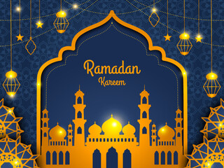 Ramadan kareem greeting card islamic background design vector illustration