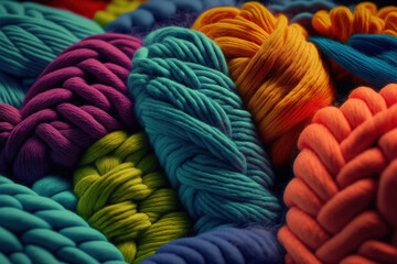 Knitted Wool Macro Close Up - Rainbow Colours