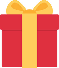Cute red and yellow gift box. Flat design illustration.