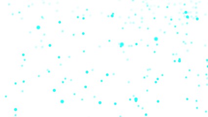 Motion design turquoise particles move slowly across the screen. White background. Motion graphics blue plexus 4k, turquoise dust.