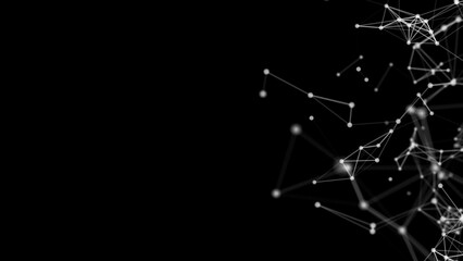 White plexus on a dark background. White web motion design 4k. White abstract objects on a black background.