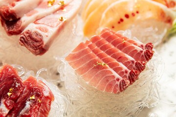 Tuna sashimi in various parts