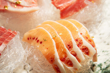 Tuna sashimi in various parts