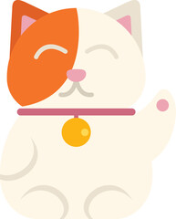 Lucky cat icon flat vector. Japan maneki. Chinese fortune isolated