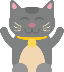Chinese lucky cat icon flat vector. Maneki japan. Gold animal isolated