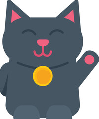 Asian lucky cat icon flat vector. Neko chinese. Funny coin isolated