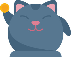 Lucky cat animal icon flat vector. Japan neko. Chinese toy isolated