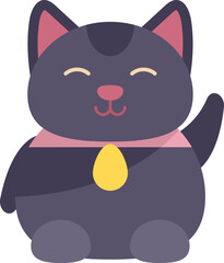 Coin lucky cat icon flat vector. Japan neko. Chinese money isolated