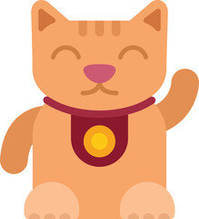 Lucky kitty icon flat vector. Maneki cat. Animal toy isolated