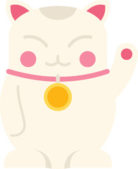 Fortune cat icon flat vector. Lucky maneki. Japan luck isolated