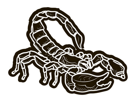 Scorpio, vector image. Black and white drawing, Symbol, icon.