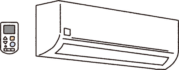 シンプルなタッチ　エアコンとリモコンのイラストレーション