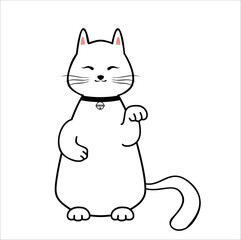 cat standing up vector illustration line art