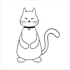 cat standing up vector illustration line art