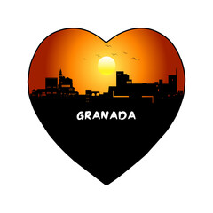 Granada Spain Skyline Silhouette Retro Vintage Sunset Granada Lover Travel Souvenir Sticker Vector Illustration SVG EPS