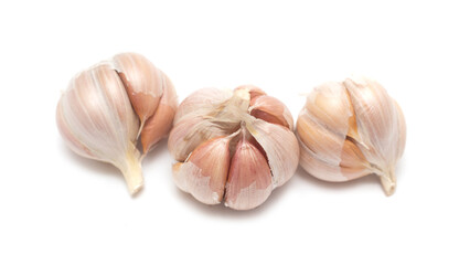 Head of garlic on a white background.