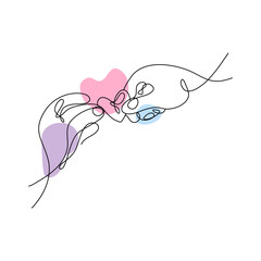 Heart Shaped Hand Draw One Continuous Line. Valentines day concept. Love Minimalist Contour Art. Vector illustration. suitable for wall art, decorations, t-shirts, mugs