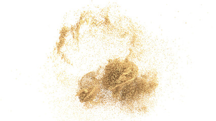 Fototapeta na wymiar 3D rendering of scattered sand granules or dirt on transparent background
