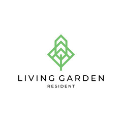 simple trees and building logo design