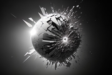 crash of a space sphere in grayscale. Generative AI