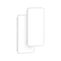 Clay Mobile Phones Mockup with Blank Screen, Side Perspective View, Isolated on White Background. Vector Illustration