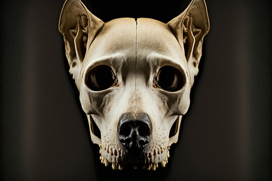 dog skull front view without lower jaw. Generative AI